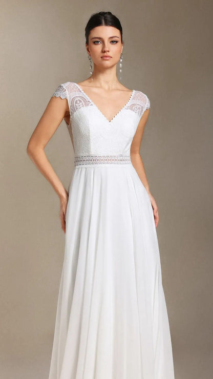 Vestido de Novia Boho Chic con Encaje y Escote en V- EXCLUSIVO ONLINE