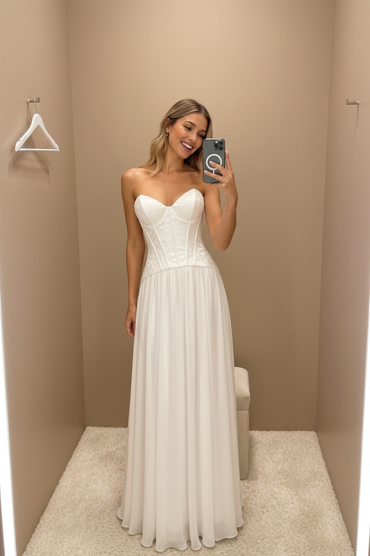 Vestido blanco corset - selfie probador