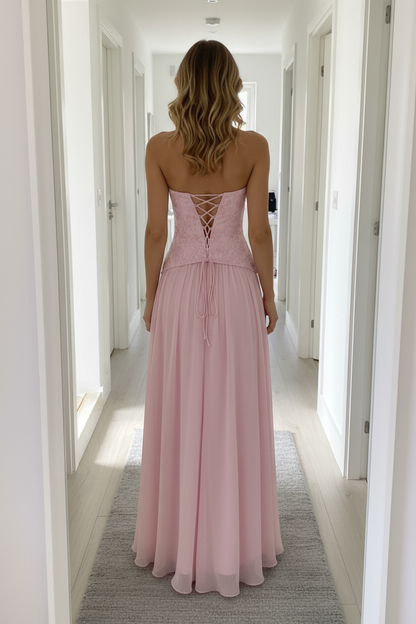 Vestido rosa corset - de espaldas espejo casa